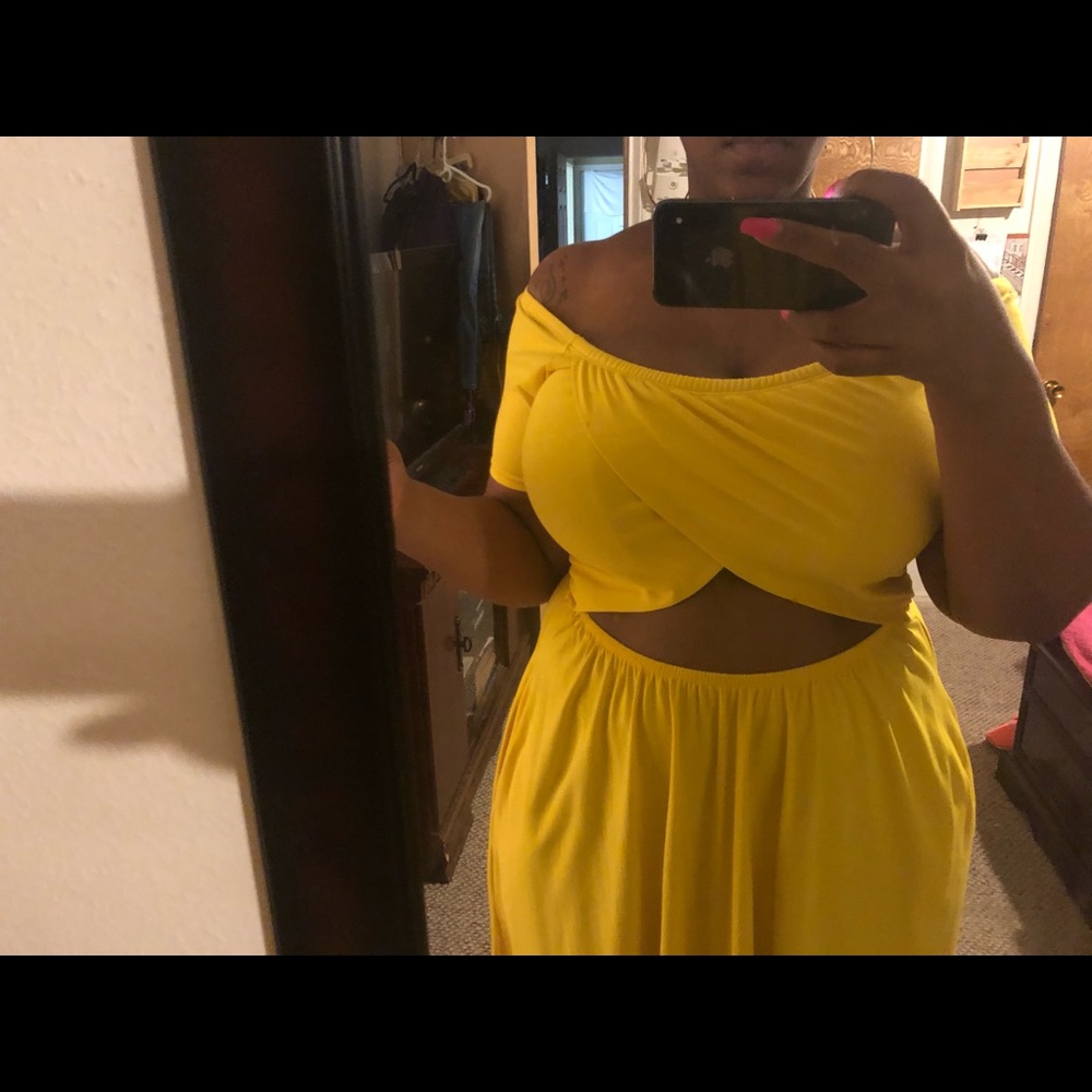 Rebdolls yellow cutout dress